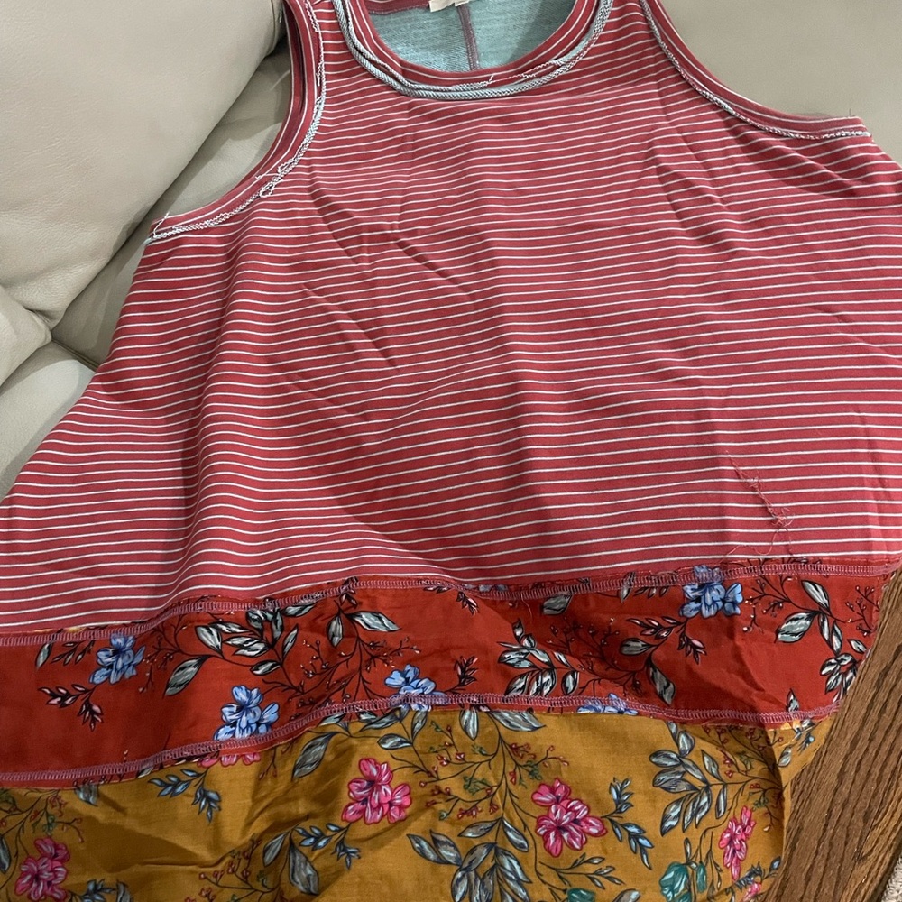 Easel Striped Floral Tank Top